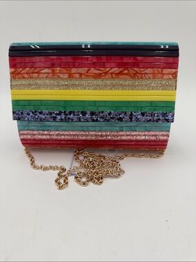 Kurt Geiger London Rainbow Acrylic Clutch Crossbody KGL Party Bag